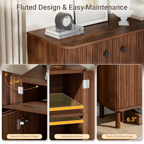 55'' Large Fluted Sideboard Buffet Cabinet, view 6