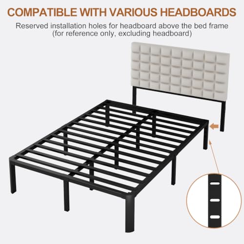 14 Inch Queen Size Heavy Duty Metal Platform Bed Frame, view 6