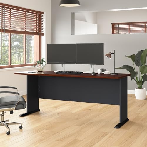 Bush Business Furniture Series A 72W Desk in Hansen Cherry and Galaxy, Large Workstation for Home or Professional Workspace, Desktop Solution for Office Use