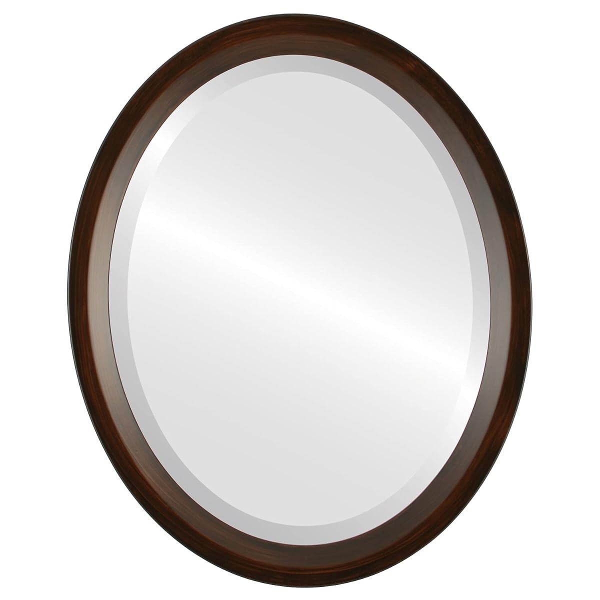 Oval Wooden Beveled Wall Mirror for Home Decor, Bathroom, Vanity, Bedroom, Living Room, Hallway - Mocha - 20x26 Outside Dimensions