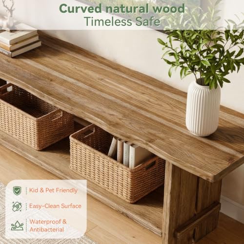 71" Solid Wood TV Stand for 55/65/75/85-Inch TV, 2-Tier TV Table, view 6