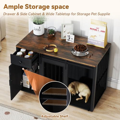 44" Dog Crate Furniture, Dog Kennel (44" Left Facing Door), view 4