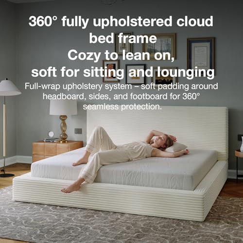 King Plush CloudSoft Corduroy Bed Frame White, view 6