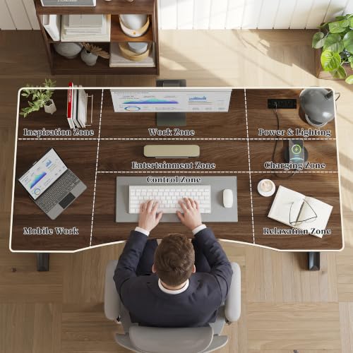 47 Inch Desk with Storage Shelf, One-Piece Desktop, Walnut, view 3