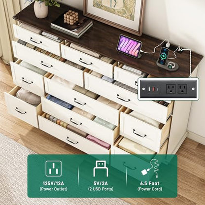 Tall Farmhouse 12 Drawer Dresser for Bedroom, view 5