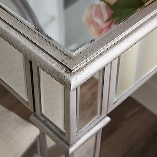 Kalla Mirrored Vanity Set with Storage - 2 Piece - Silver - Transitional Design - Ideal for Bathroom, Master Suite (HZ7581)