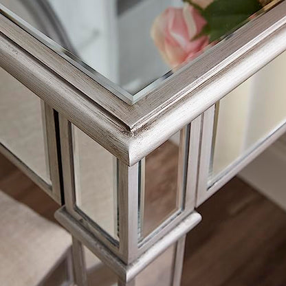 Kalla Mirrored Vanity Set with Storage - 2 Piece - Silver - Transitional Design - Ideal for Bathroom, Master Suite (HZ7581)