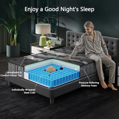 Twin Size Mattress, Upgraded 8 Inch Luxury Hybrid Twin Mattress in a Box, view 5