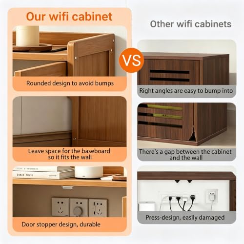 Wifi Router Storage Cabinet with Adjustable Shelves, 2-Tier Storage, view 4