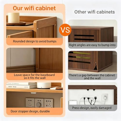 Wifi Router Storage Cabinet with Adjustable Shelves, 2-Tier Storage, view 4