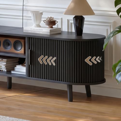 62.8" Mid Century Modern TV Stand with Fluted Sliding Doors, view 5