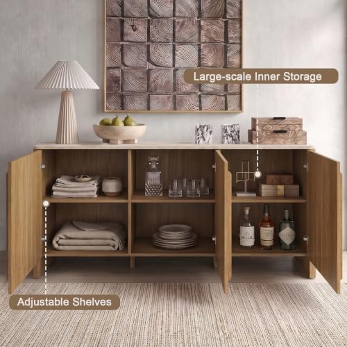 Modern Sideboard Buffet Cabinet, 63" Storage Cabinet with 3 Door, view 8