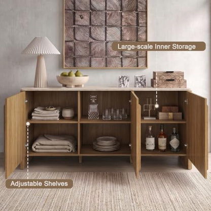 Modern Sideboard Buffet Cabinet, 63" Storage Cabinet with 3 Door, view 8