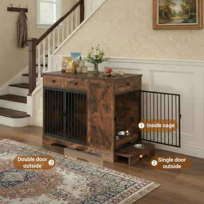 43.3 Inch Dog Crate Furniture with Storage, view 5