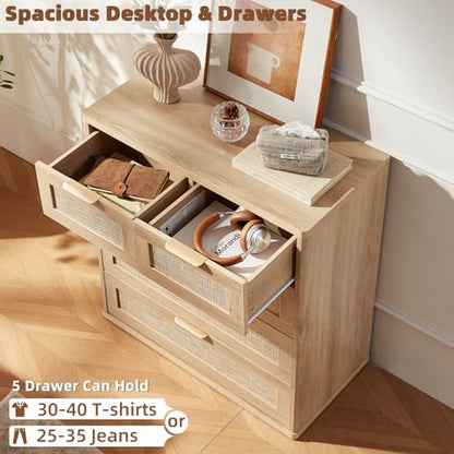 Rattan Dresser for Bedroom, 33.5" Small Chest of Drawers, view 6
