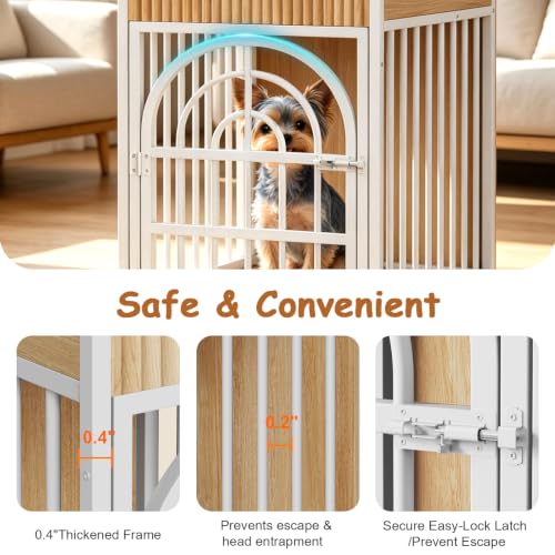 Dog Crate Furniture, Wooden Dog Kennel for Small Breed,Yellow Oak, view 8