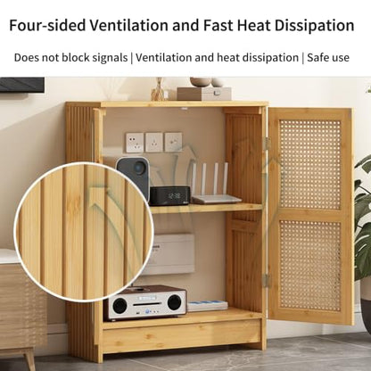 WiFi Router Storage Cabinet with Adjustable Shelves, 2-Layer Storage, view 5