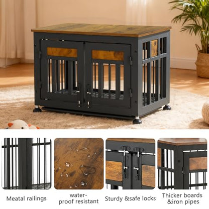 Dog Crate Furniture，26" Dog Kennel Furniture with Indestructible Metal, view 5