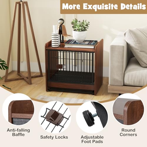 Dog Crate Furniture, Industrial Style Dog Crate with Lockable Door, view 6