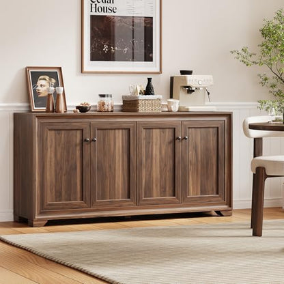 60" Buffet Cabinet with Storage, 4 Doors & Adjustable Shelves Brown, view 5
