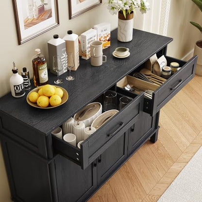55 Inch Buffet Cabinet with Storage, Black, view 8
