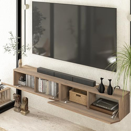 Walnut Floating TV Stand for 65–80 Inch TV, view 4