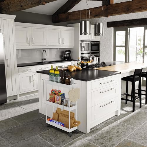 3-Tier Slim Rolling Cart w/Handle 5.5" Wx27.5 H, White, view 8