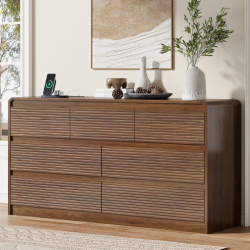 7 Drawer Dresser for Bedroom, 55"Chest of Drawer with Power Outlet, view 7
