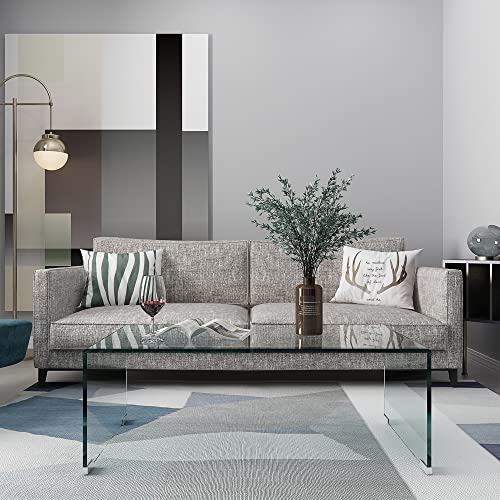 Tempered Glass Coffee Table for Modern Living Room Decor, Easy to Clean with Safe Rounded Edges and Durable Design, 39.3" L x 19.6" W x 13.78" H (1, Transparent Coffee Table)