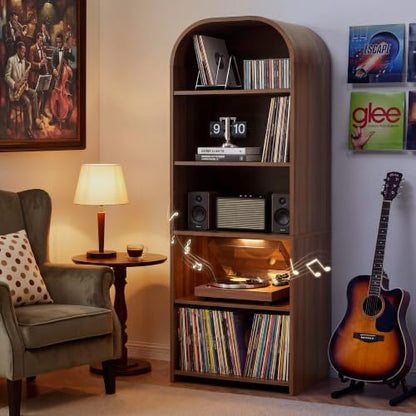 63'' Tall Record Player Stand, 5 Tier Large Record Player Storage Cabinet, view 7