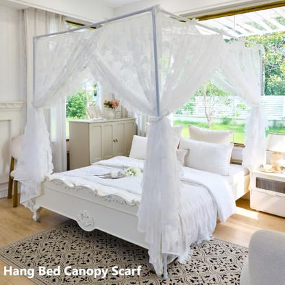 AIKASY Metal Canopy Bed Frame Kit 4 Post Curtain Holder, view 4