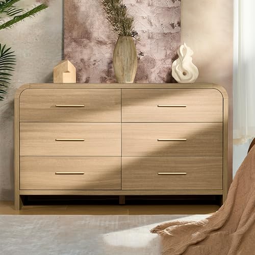 Curved 6-Drawer Dresser for Bedroom, 54" Wide Modern Chest of Drawers, view 7