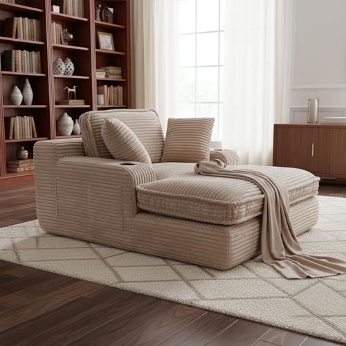 67" Oversized Chaise Lounge Chair Indoor, Soft Boneless Cloud Couch, Camel, view 4