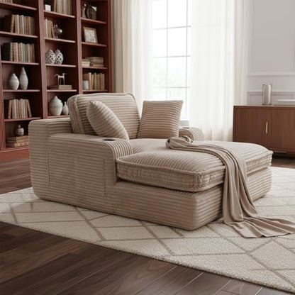67" Oversized Chaise Lounge Chair Indoor, Soft Boneless Cloud Couch, Camel, view 4
