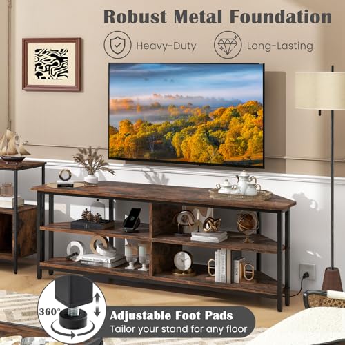 Corner TV Stand for TVs up to 65”, TV Console Table w/AC Outlets, USB A Ports, view 7