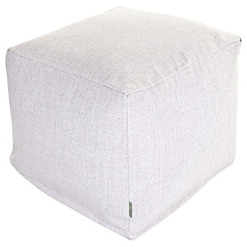 Goods Wales Indoor/Outdoor Pouf Ottoman Stuffed Cube 17x17x17 Inches - Bean Bag Floor Pouf Ottoman for Foot Rest – Sitting Pouf Chair for Living Room – Nursery Pillow Ottoman - Magnolia