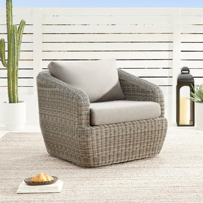 CHITA 4-Pieces Outdoor Wicker Furniture Set, Patio Conversation Set, Brown | 360° Swivel Chairs, Resin Wicker, Steel Frame, 5.1" Thick Cushion, Olefin Fabric Covers, 350 Lb Chair Capacity