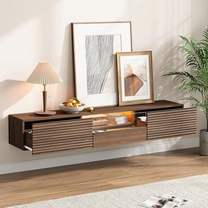 63" Floating TV Stand for TVs up to 75",Fluted Entertainment Center, view 6