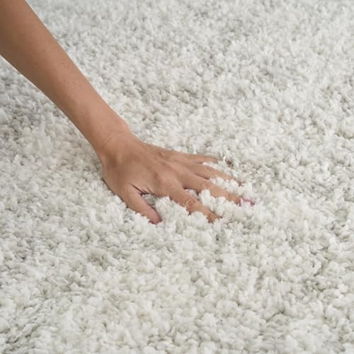 Home Modern Shag Ivory Grey 7'10" x 9'10" Area Rug - Easy Clean, Non Shedding, Bed Room, Living Room, Dining Room, Kitchen (8' x 10')