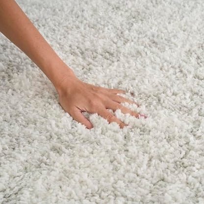 Home Modern Shag Ivory Grey 7'10" x 9'10" Area Rug - Easy Clean, Non Shedding, Bed Room, Living Room, Dining Room, Kitchen (8' x 10')