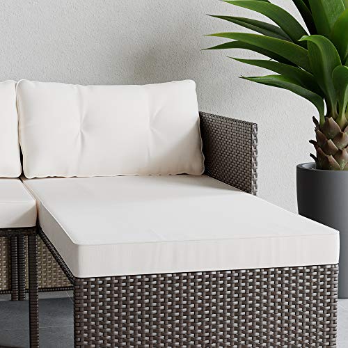 Bayview Rattan Patio Furniture - Mix and Match Outdoor Furniture, L-Shape Sofa Only, Brown Rattan/Cream