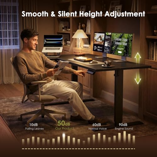 55" Reversible L Shaped Electric Standing Desk, Carbon Fiber Black, view 7