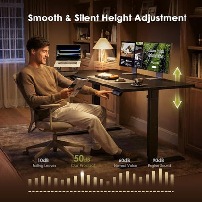 55" Reversible L Shaped Electric Standing Desk, Carbon Fiber Black, view 7