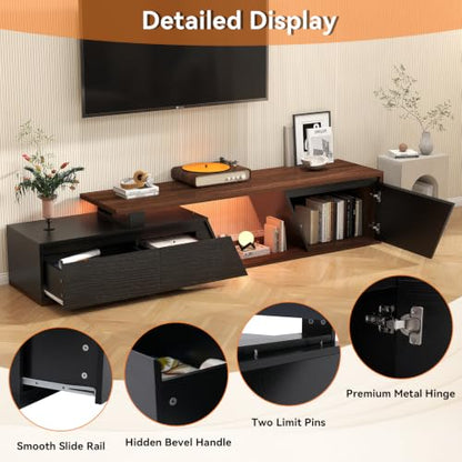 Extendable TV Stand, LED Entertainment Center, 63" - 90.6", view 7