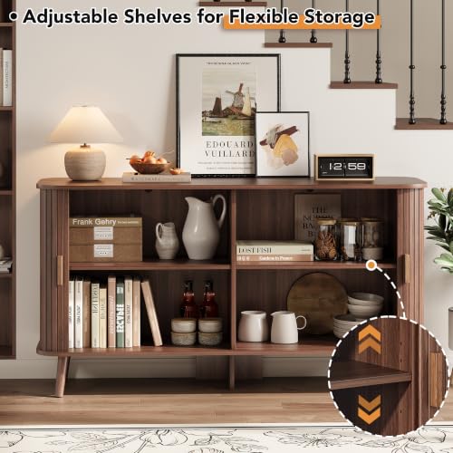 55" Fluted Sideboard Buffet Cabinet with Sliding Door, view 7