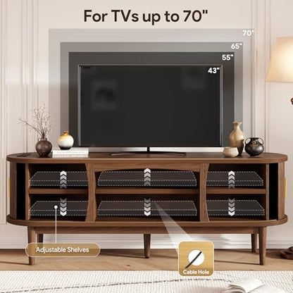 Mid Century TV Stand for TVs up to 70 Inches Entertainment Center with Storage, view 4