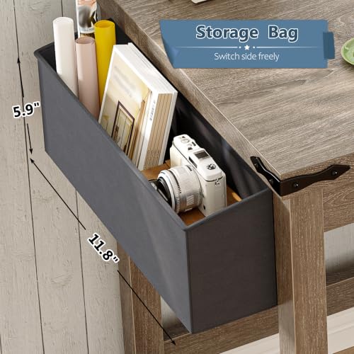 32"Farmhouse Writing Desk with Power Outlet,Storage Bag for Bedroom, view 6