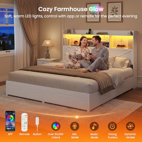King Bed Frame with 6 Storage Drawers, view 7