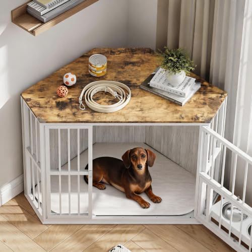 Corner Dog Cage Cabinet, Iron Frame, Pet Kennel Cabinet, view 2