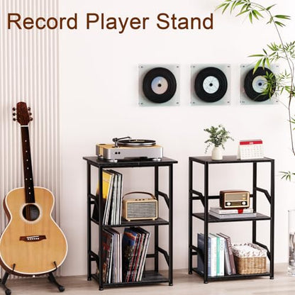 Record Player Stand, Large Vinyl Record Storage Up to 200 Albums, view 5
